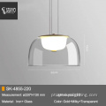 Lustre moderno com lâmpada pendente decorativa de vidro transparente